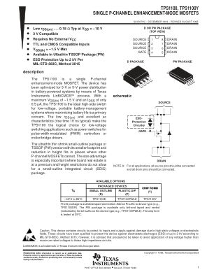 TPS1100 datasheet cover page
