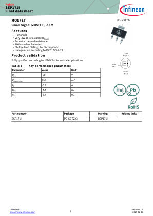 BSP171I datasheet cover page