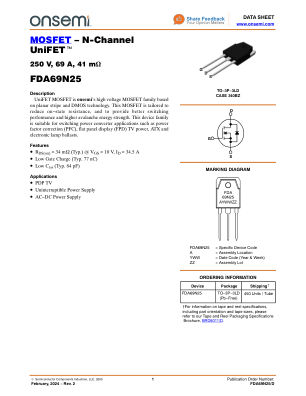 FDA69N25 数据手册首页