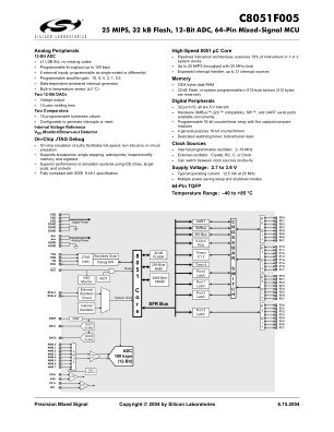 C8051F005-GQR 数据手册首页