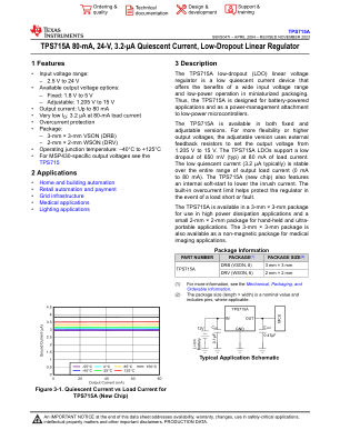 TPS715A datasheet cover page