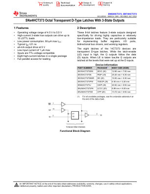 SN74HCT373 数据手册首页