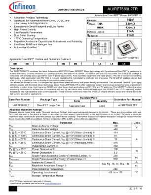 AUIRF7669L2TR datasheet cover page