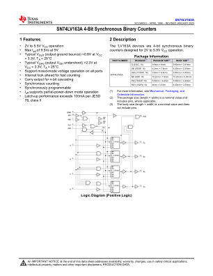 SN74LV163A 数据手册首页