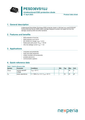 PESD36VS1UJX datasheet cover page