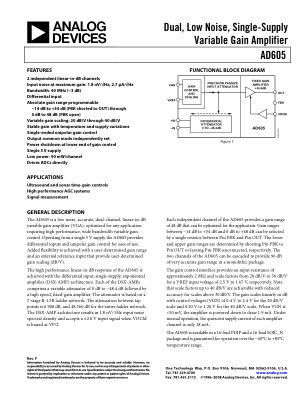 AD605 datasheet cover page