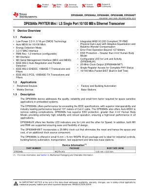 DP83848T datasheet cover page