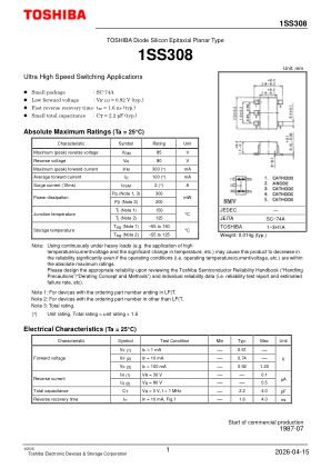 1SS308 datasheet cover page