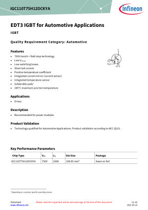 IGC110T75H12DCKYA datasheet cover page