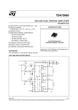 TDA7266D datasheet cover page