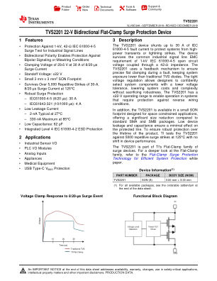 TVS2201 datasheet cover page