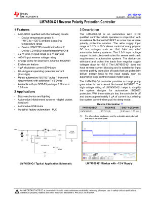 LM74500-Q1 datasheet cover page
