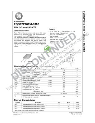 FQD12P10TM 数据手册首页