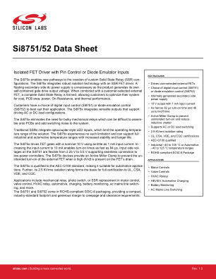 SI8751AB-IS 数据手册首页