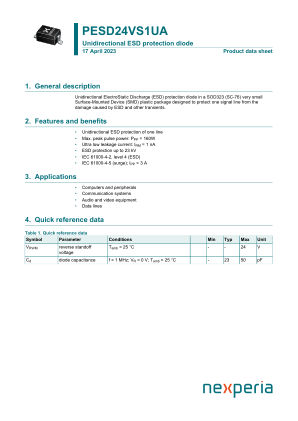 PESD24VS1UA datasheet cover page