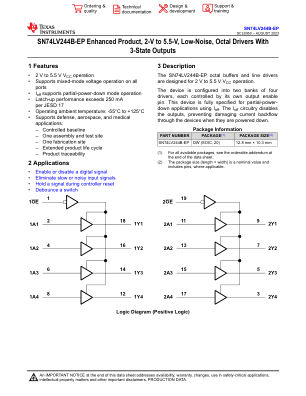 SN74LV244B-EP datasheet cover page