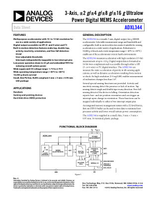 ADXL344 数据手册首页