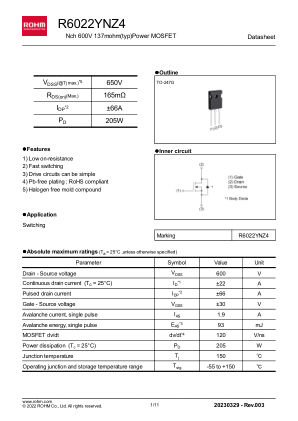 R6022YNZ4 数据手册首页