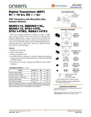 DTA114T datasheet cover page