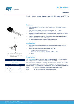 ACS108-8SA datasheet cover page
