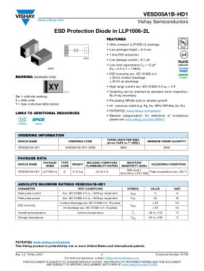 VESD05A1 数据手册首页