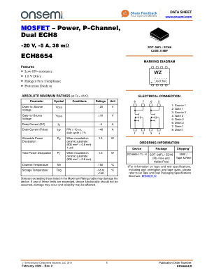ECH8654 datasheet cover page