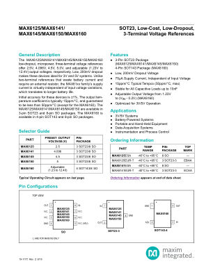 MAX6125-MAX6160 数据手册首页
