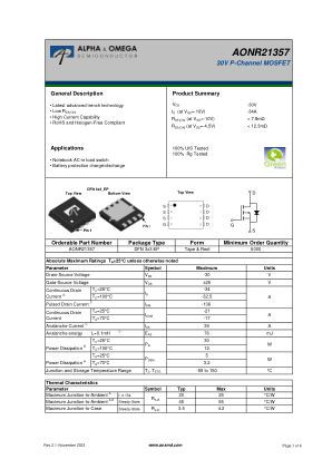AONR21357 datasheet cover page