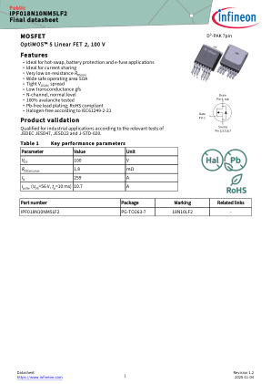 IPF018N10NM5LF2 datasheet cover page