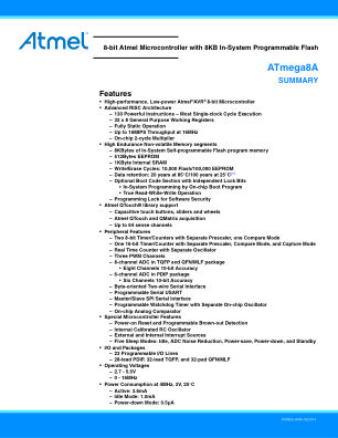 ATMEGA8A-AU datasheet cover page