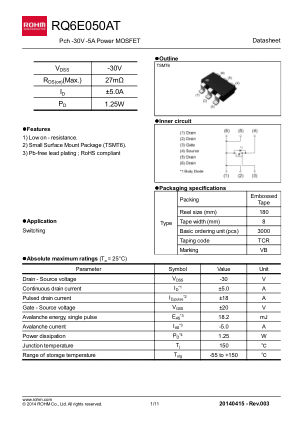 RQ6E050AT datasheet cover page