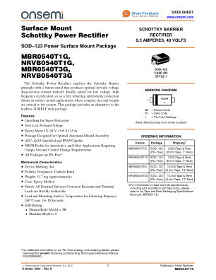 MBR0540T1 datasheet cover page