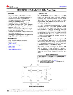 LMG2100R026 datasheet cover page