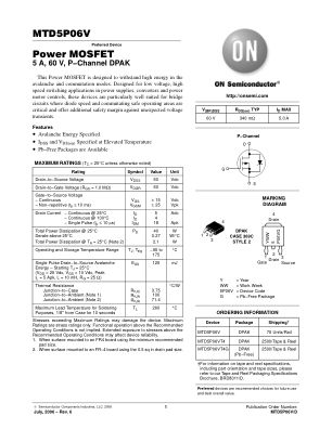 MTD5P06V 数据手册首页