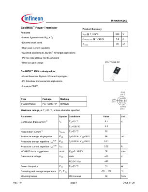 IPA90R1K2C3 数据手册首页