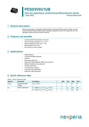 PESD5V0U1UB datasheet cover page