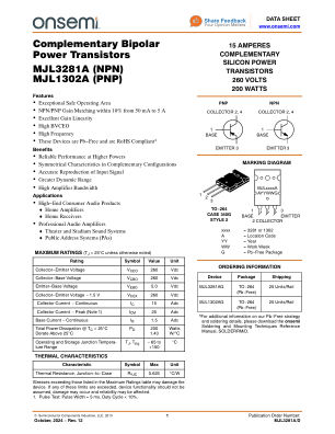 MJL3281A datasheet cover page