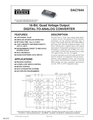 DAC7644 数据手册首页