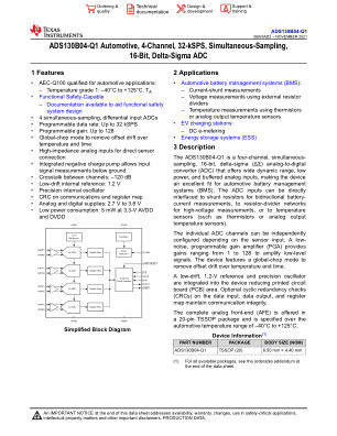 ADS130B04-Q1 数据手册首页