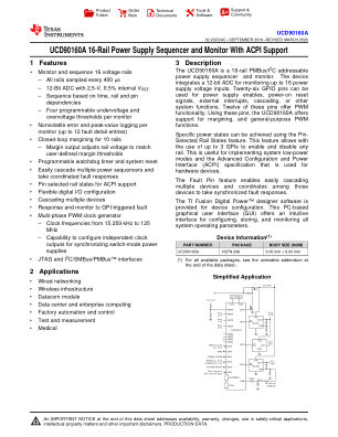 UCD90160A datasheet cover page