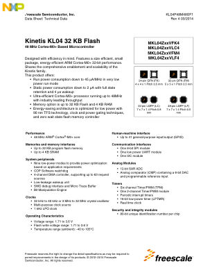 KL04P48M48SF1 数据手册首页