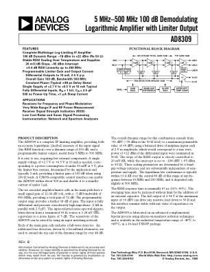 AD8309 数据手册首页