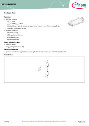 FF150R17ME3G datasheet cover page