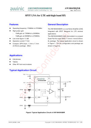 AW18043HQNR datasheet cover page