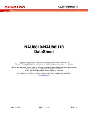 NAU8810 数据手册首页