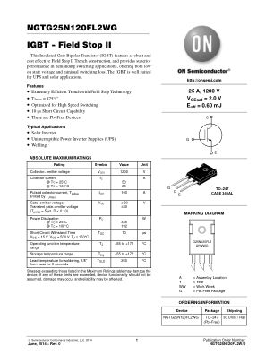 NGTG25N120FL2W 数据手册首页