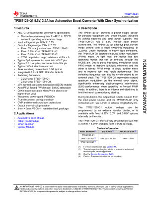 TPS61129-Q1 datasheet cover page