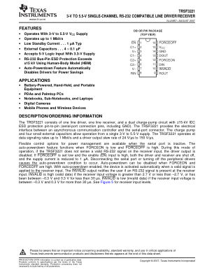 TRSF3221 datasheet cover page