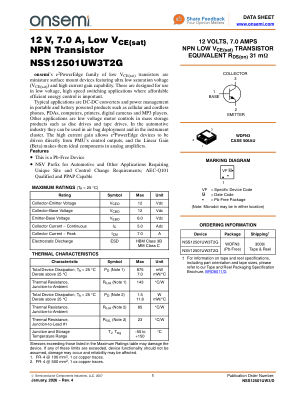 NSS12501UW3 数据手册首页