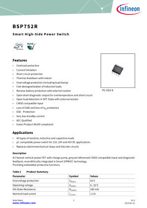 BSP752R datasheet cover page